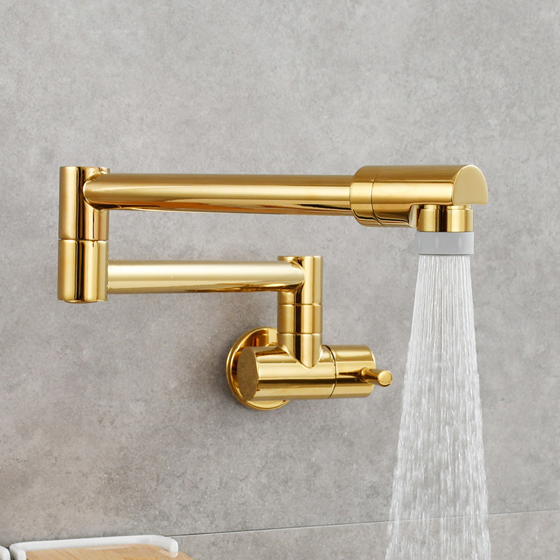 Modern Pull down Faucet One Handle Wall-mounted Pot Filler Low Profile 1-Hold Filler Gold Clearhalo 'Home Improvement' 'home_improvement' 'home_improvement_kitchen_faucets' 'Kitchen Faucets' 'Kitchen Remodel & Kitchen Fixtures' 'Kitchen Sinks & Faucet Components' 'kitchen_faucets' 6423225