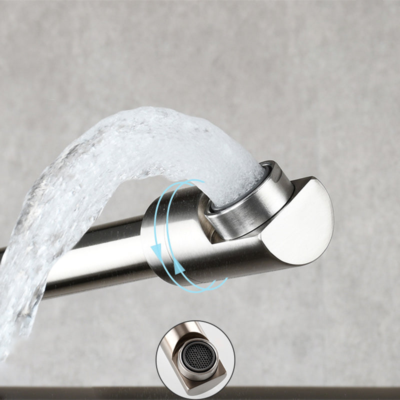 Modern Pull down Faucet One Handle Wall-mounted Pot Filler Low Profile 1-Hold Filler Clearhalo 'Home Improvement' 'home_improvement' 'home_improvement_kitchen_faucets' 'Kitchen Faucets' 'Kitchen Remodel & Kitchen Fixtures' 'Kitchen Sinks & Faucet Components' 'kitchen_faucets' 6423228