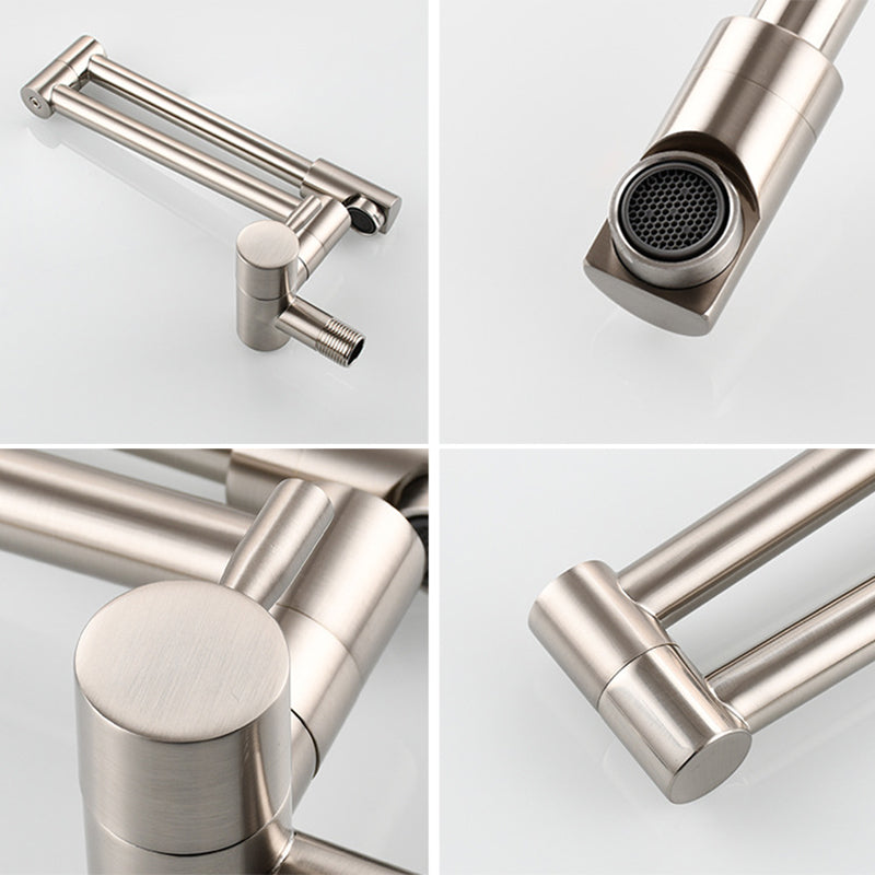 Modern Pull down Faucet One Handle Wall-mounted Pot Filler Low Profile 1-Hold Filler Clearhalo 'Home Improvement' 'home_improvement' 'home_improvement_kitchen_faucets' 'Kitchen Faucets' 'Kitchen Remodel & Kitchen Fixtures' 'Kitchen Sinks & Faucet Components' 'kitchen_faucets' 6423232