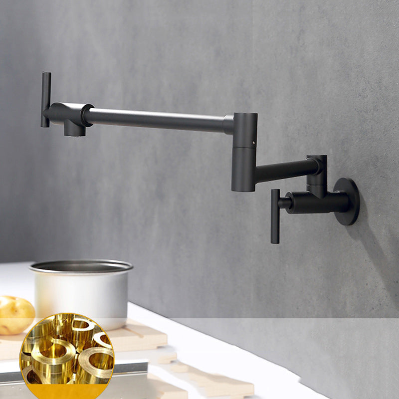 Modern Single Handle Faucet Wall-mounted Pot Filler Low Profile Filler Black Clearhalo 'Home Improvement' 'home_improvement' 'home_improvement_kitchen_faucets' 'Kitchen Faucets' 'Kitchen Remodel & Kitchen Fixtures' 'Kitchen Sinks & Faucet Components' 'kitchen_faucets' 6423238