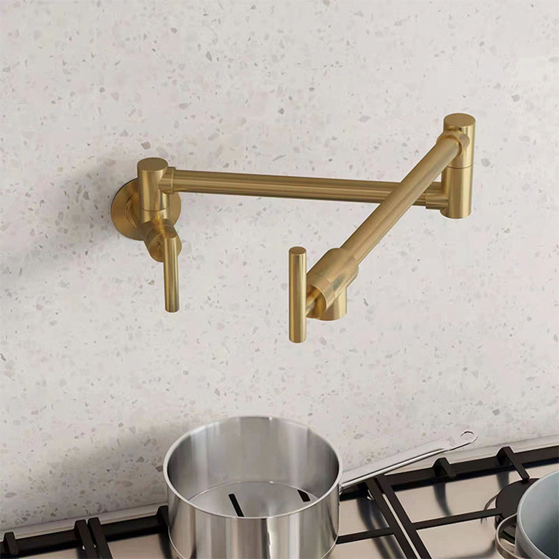 Modern Single Handle Faucet Wall-mounted Pot Filler Low Profile Filler Gold Clearhalo 'Home Improvement' 'home_improvement' 'home_improvement_kitchen_faucets' 'Kitchen Faucets' 'Kitchen Remodel & Kitchen Fixtures' 'Kitchen Sinks & Faucet Components' 'kitchen_faucets' 6423239
