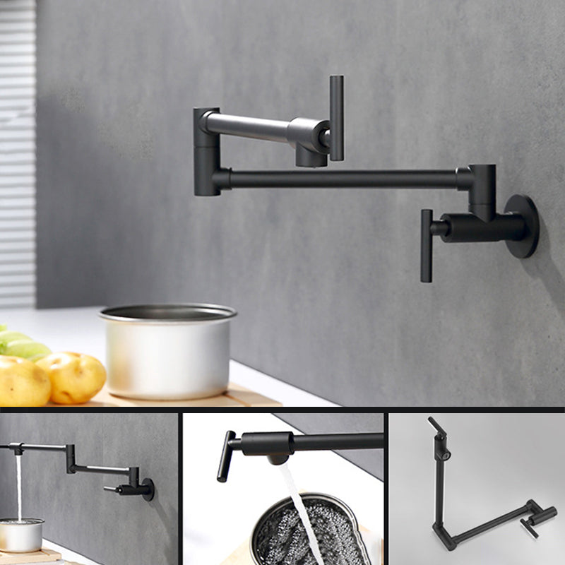 Modern Single Handle Faucet Wall-mounted Pot Filler Low Profile Filler Clearhalo 'Home Improvement' 'home_improvement' 'home_improvement_kitchen_faucets' 'Kitchen Faucets' 'Kitchen Remodel & Kitchen Fixtures' 'Kitchen Sinks & Faucet Components' 'kitchen_faucets' 6423240