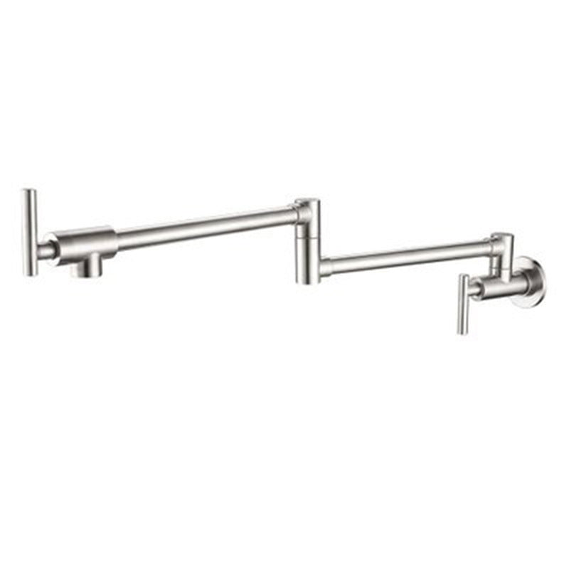 Modern Single Handle Faucet Wall-mounted Pot Filler Low Profile Filler Chrome Clearhalo 'Home Improvement' 'home_improvement' 'home_improvement_kitchen_faucets' 'Kitchen Faucets' 'Kitchen Remodel & Kitchen Fixtures' 'Kitchen Sinks & Faucet Components' 'kitchen_faucets' 6423242