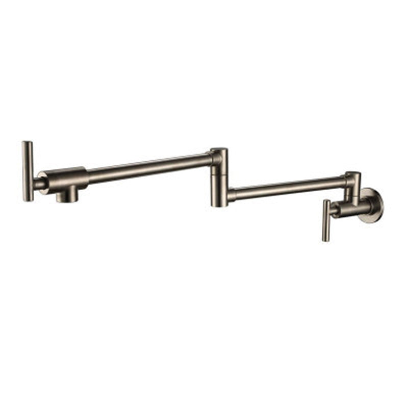 Modern Single Handle Faucet Wall-mounted Pot Filler Low Profile Filler Nickel Clearhalo 'Home Improvement' 'home_improvement' 'home_improvement_kitchen_faucets' 'Kitchen Faucets' 'Kitchen Remodel & Kitchen Fixtures' 'Kitchen Sinks & Faucet Components' 'kitchen_faucets' 6423243