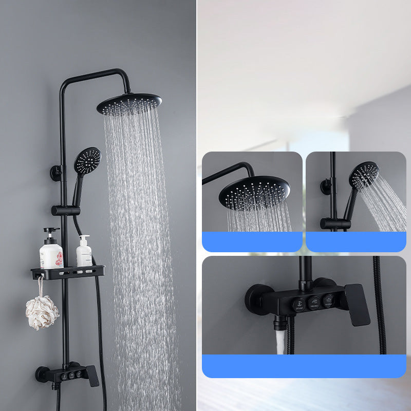 Modern Adjustable Faucet Water Flow Shower Faucet Shower Metal Hose Shower System on Wall Black 3 Clearhalo 'Bathroom Remodel & Bathroom Fixtures' 'Home Improvement' 'home_improvement' 'home_improvement_shower_faucets' 'Shower Faucets & Systems' 'shower_faucets' 'Showers & Bathtubs Plumbing' 'Showers & Bathtubs' 6423254