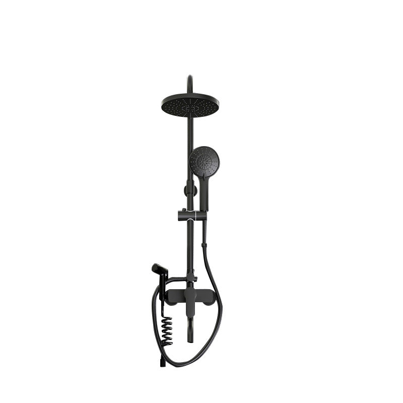 Modern Style Shower System Copper Rectangle Wall Mounted Shower System Clearhalo 'Bathroom Remodel & Bathroom Fixtures' 'Home Improvement' 'home_improvement' 'home_improvement_shower_faucets' 'Shower Faucets & Systems' 'shower_faucets' 'Showers & Bathtubs Plumbing' 'Showers & Bathtubs' 6423284