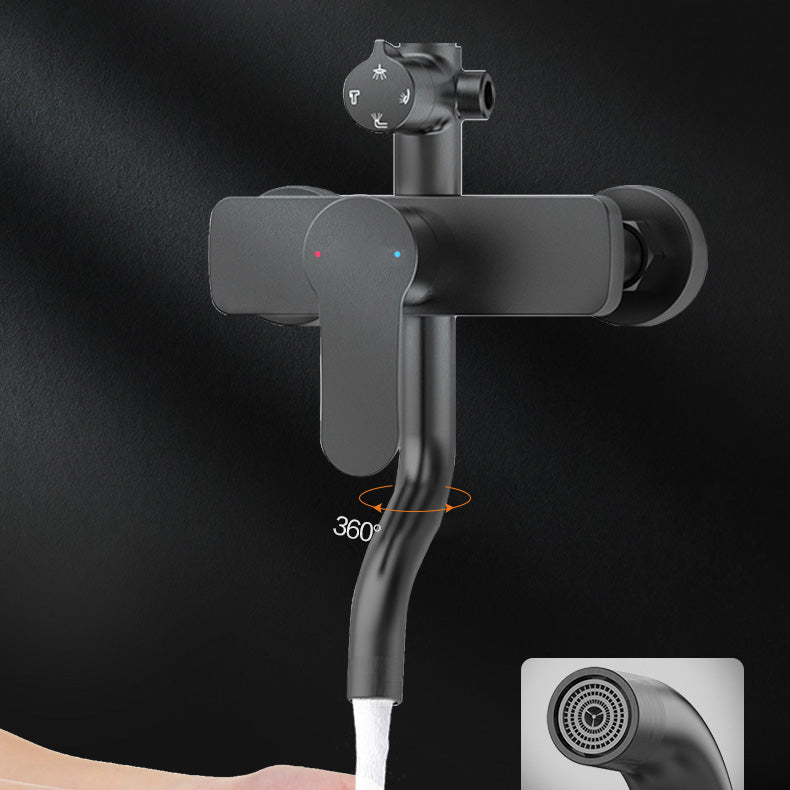 Modern Style Shower System Copper Rectangle Wall Mounted Shower System Clearhalo 'Bathroom Remodel & Bathroom Fixtures' 'Home Improvement' 'home_improvement' 'home_improvement_shower_faucets' 'Shower Faucets & Systems' 'shower_faucets' 'Showers & Bathtubs Plumbing' 'Showers & Bathtubs' 6423291