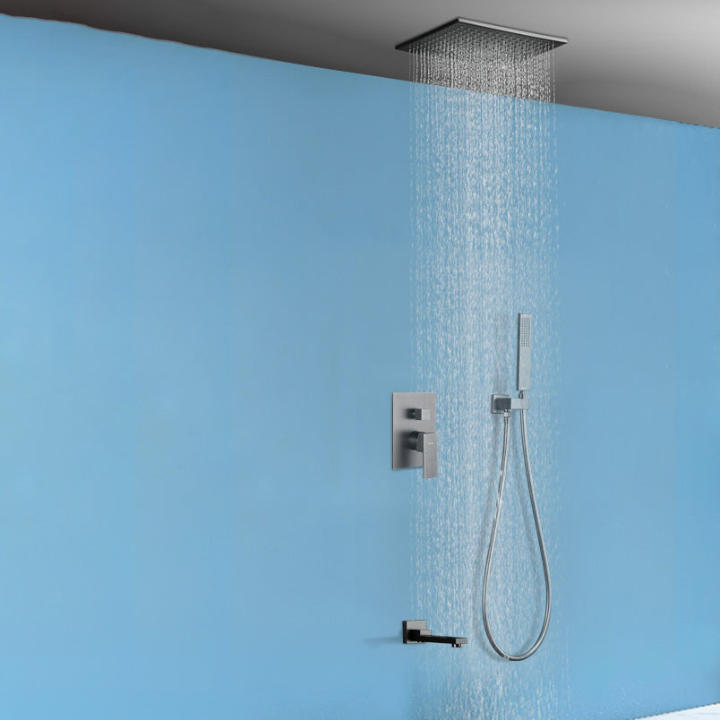 Modern Style Shower System Copper Rectangle Ceiling Mounted Shower System Clearhalo 'Bathroom Remodel & Bathroom Fixtures' 'Home Improvement' 'home_improvement' 'home_improvement_shower_faucets' 'Shower Faucets & Systems' 'shower_faucets' 'Showers & Bathtubs Plumbing' 'Showers & Bathtubs' 6423297