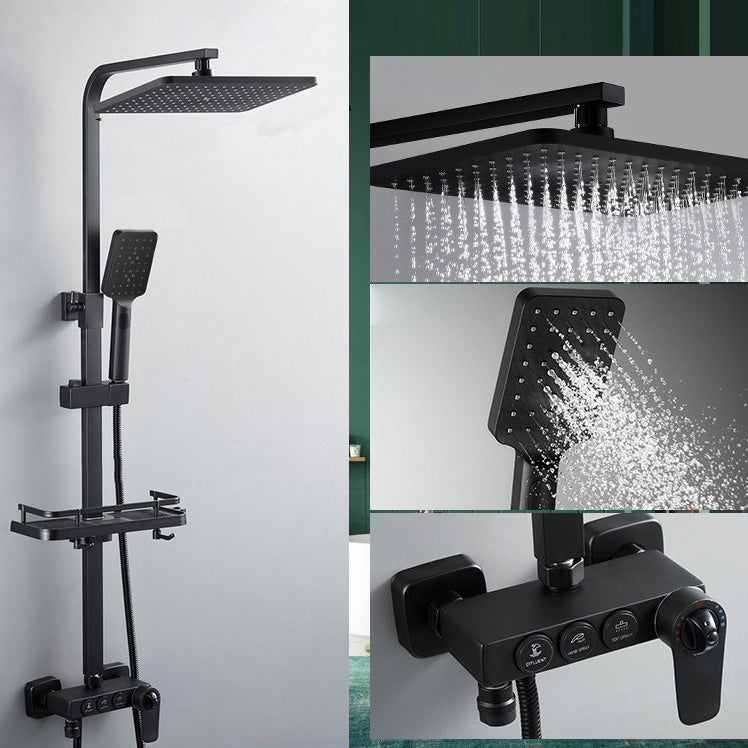 Adjustable Spray Pattern Shower Combo Metal Shower Faucet Arm Shower Head with Slide Bar Square Thermostatic 3 Clearhalo 'Bathroom Remodel & Bathroom Fixtures' 'Home Improvement' 'home_improvement' 'home_improvement_shower_faucets' 'Shower Faucets & Systems' 'shower_faucets' 'Showers & Bathtubs Plumbing' 'Showers & Bathtubs' 6423330