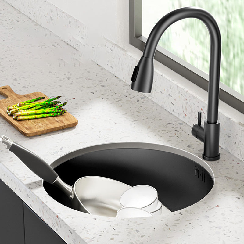 Modern Style Kitchen Sink Stainless Steel Round Kitchen Sink with Drain Strainer Kit Clearhalo 'Home Improvement' 'home_improvement' 'home_improvement_kitchen_sinks' 'Kitchen Remodel & Kitchen Fixtures' 'Kitchen Sinks & Faucet Components' 'Kitchen Sinks' 'kitchen_sinks' 6423352