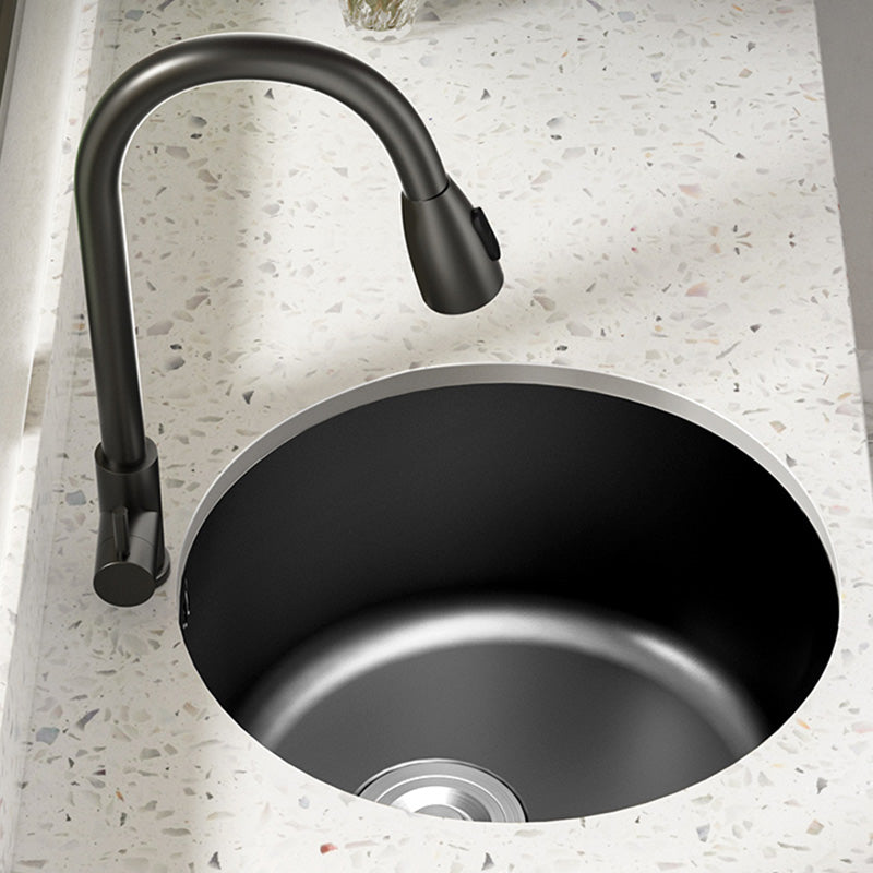 Modern Style Kitchen Sink Stainless Steel Round Kitchen Sink with Drain Strainer Kit Clearhalo 'Home Improvement' 'home_improvement' 'home_improvement_kitchen_sinks' 'Kitchen Remodel & Kitchen Fixtures' 'Kitchen Sinks & Faucet Components' 'Kitchen Sinks' 'kitchen_sinks' 6423353