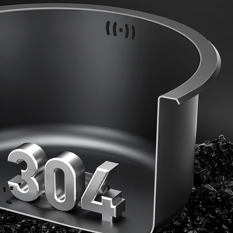 Modern Style Kitchen Sink Stainless Steel Round Kitchen Sink with Drain Strainer Kit Clearhalo 'Home Improvement' 'home_improvement' 'home_improvement_kitchen_sinks' 'Kitchen Remodel & Kitchen Fixtures' 'Kitchen Sinks & Faucet Components' 'Kitchen Sinks' 'kitchen_sinks' 6423356