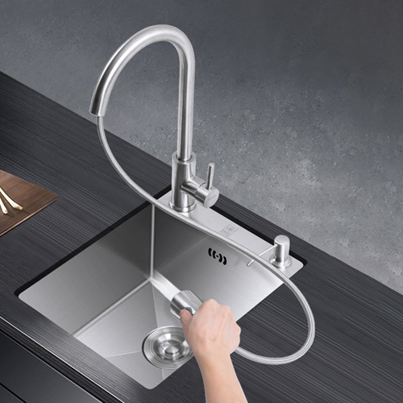 Modern Style Kitchen Sink Stainless Steel Dirt Resistant 1 Holes Drop-In Kitchen Sink Clearhalo 'Home Improvement' 'home_improvement' 'home_improvement_kitchen_sinks' 'Kitchen Remodel & Kitchen Fixtures' 'Kitchen Sinks & Faucet Components' 'Kitchen Sinks' 'kitchen_sinks' 6423368