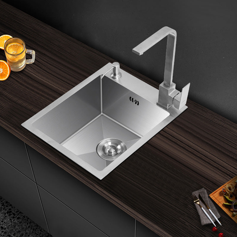 Modern Style Kitchen Sink Stainless Steel Dirt Resistant 1 Holes Drop-In Kitchen Sink Clearhalo 'Home Improvement' 'home_improvement' 'home_improvement_kitchen_sinks' 'Kitchen Remodel & Kitchen Fixtures' 'Kitchen Sinks & Faucet Components' 'Kitchen Sinks' 'kitchen_sinks' 6423375