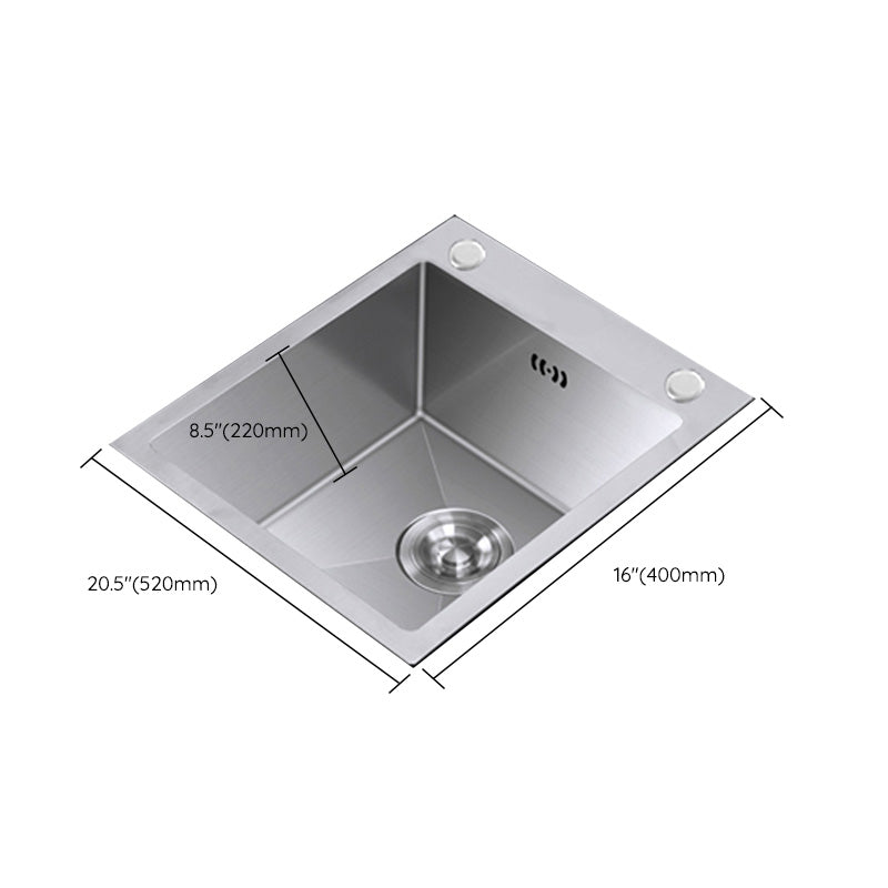 Modern Style Kitchen Sink Stainless Steel Dirt Resistant 1 Holes Drop-In Kitchen Sink Clearhalo 'Home Improvement' 'home_improvement' 'home_improvement_kitchen_sinks' 'Kitchen Remodel & Kitchen Fixtures' 'Kitchen Sinks & Faucet Components' 'Kitchen Sinks' 'kitchen_sinks' 6423393