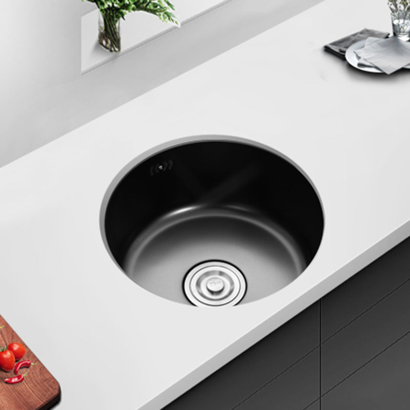 Contemporary Style Kitchen Sink Round Stainless Steel 1 Holes Kitchen Sink Clearhalo 'Home Improvement' 'home_improvement' 'home_improvement_kitchen_sinks' 'Kitchen Remodel & Kitchen Fixtures' 'Kitchen Sinks & Faucet Components' 'Kitchen Sinks' 'kitchen_sinks' 6423402