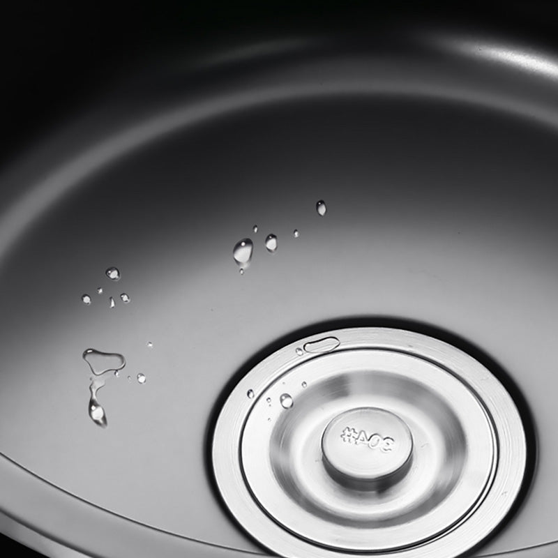 Contemporary Style Kitchen Sink Round Stainless Steel 1 Holes Kitchen Sink Clearhalo 'Home Improvement' 'home_improvement' 'home_improvement_kitchen_sinks' 'Kitchen Remodel & Kitchen Fixtures' 'Kitchen Sinks & Faucet Components' 'Kitchen Sinks' 'kitchen_sinks' 6423413
