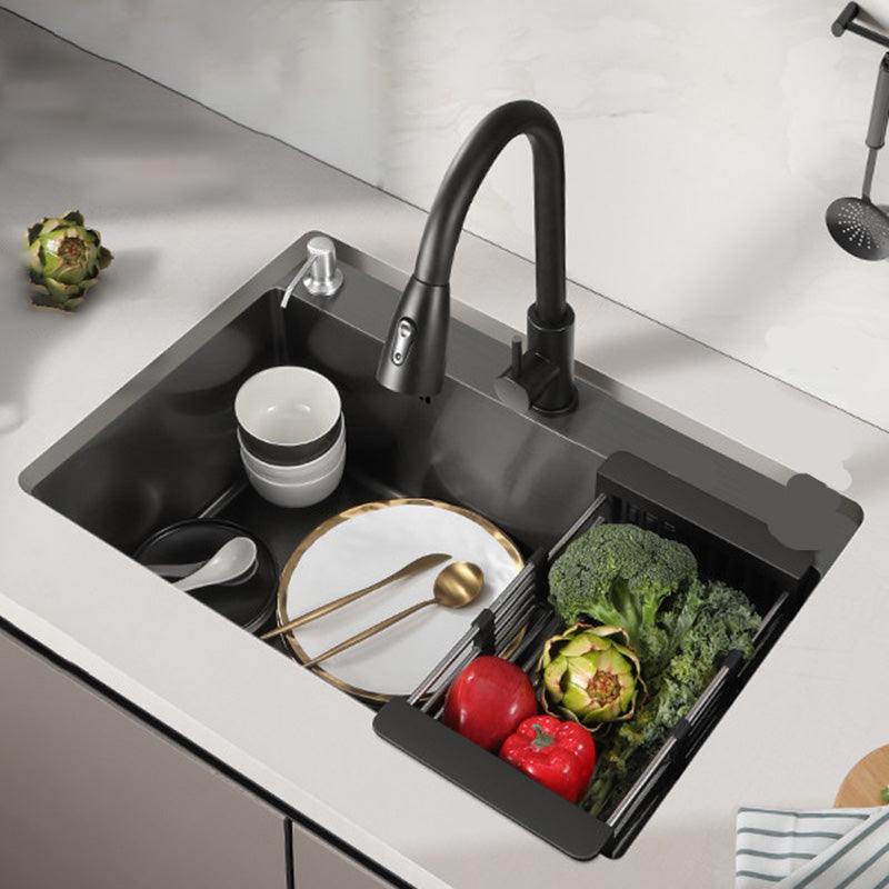 Contemporary Kitchen Sink Stainless Steel Colorfast Drop-In Kitchen Sink Clearhalo 'Home Improvement' 'home_improvement' 'home_improvement_kitchen_sinks' 'Kitchen Remodel & Kitchen Fixtures' 'Kitchen Sinks & Faucet Components' 'Kitchen Sinks' 'kitchen_sinks' 6423452