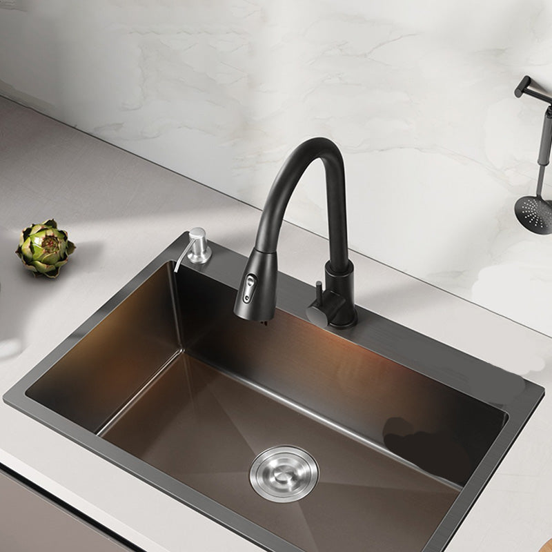 Contemporary Kitchen Sink Stainless Steel Colorfast Drop-In Kitchen Sink Clearhalo 'Home Improvement' 'home_improvement' 'home_improvement_kitchen_sinks' 'Kitchen Remodel & Kitchen Fixtures' 'Kitchen Sinks & Faucet Components' 'Kitchen Sinks' 'kitchen_sinks' 6423456