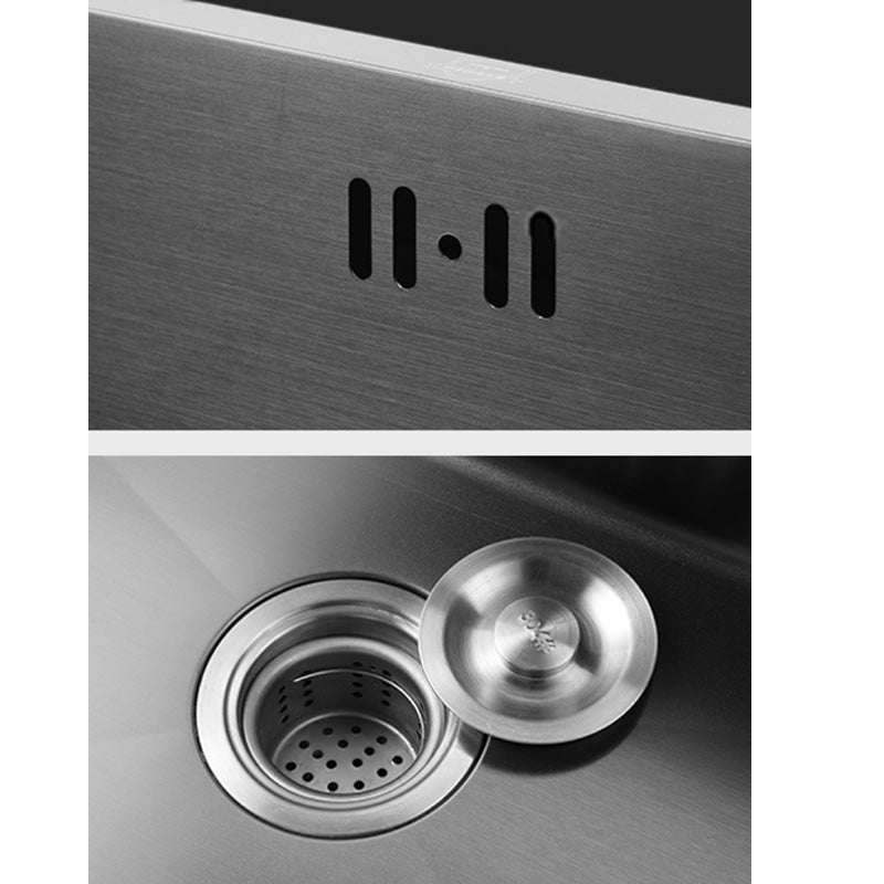 Contemporary Kitchen Sink Stainless Steel Colorfast Drop-In Kitchen Sink Clearhalo 'Home Improvement' 'home_improvement' 'home_improvement_kitchen_sinks' 'Kitchen Remodel & Kitchen Fixtures' 'Kitchen Sinks & Faucet Components' 'Kitchen Sinks' 'kitchen_sinks' 6423463