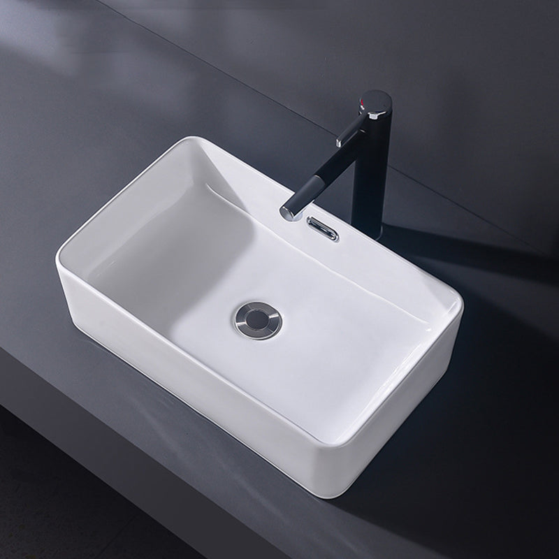 Modern Vessel Bathroom Sink Rectangular Porcelain Basin Sink (Not Include Faucet) Clearhalo 'Bathroom Remodel & Bathroom Fixtures' 'Bathroom Sinks & Faucet Components' 'Bathroom Sinks' 'bathroom_sink' 'Home Improvement' 'home_improvement' 'home_improvement_bathroom_sink' 6423490