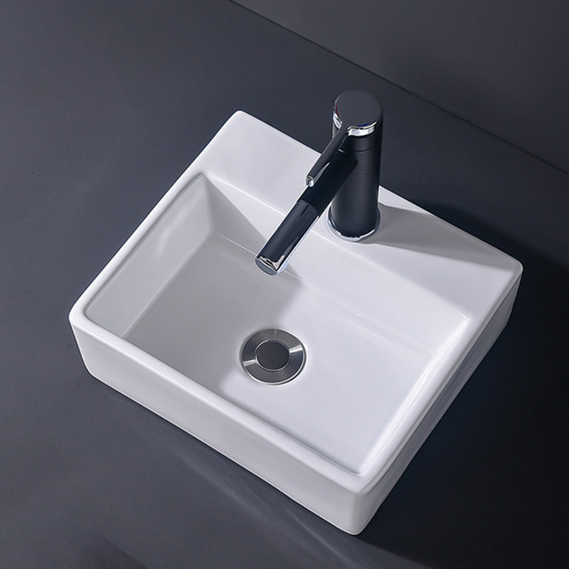 Modern Vessel Bathroom Sink Rectangular Porcelain Basin Sink (Not Include Faucet) 13"L x 11"W x 5"H Clearhalo 'Bathroom Remodel & Bathroom Fixtures' 'Bathroom Sinks & Faucet Components' 'Bathroom Sinks' 'bathroom_sink' 'Home Improvement' 'home_improvement' 'home_improvement_bathroom_sink' 6423491
