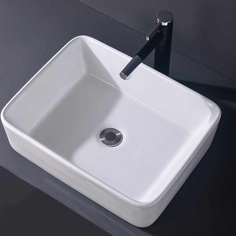 Modern Vessel Bathroom Sink Rectangular Porcelain Basin Sink (Not Include Faucet) 16.1"L x 11.8"W x 5.1"H Clearhalo 'Bathroom Remodel & Bathroom Fixtures' 'Bathroom Sinks & Faucet Components' 'Bathroom Sinks' 'bathroom_sink' 'Home Improvement' 'home_improvement' 'home_improvement_bathroom_sink' 6423494