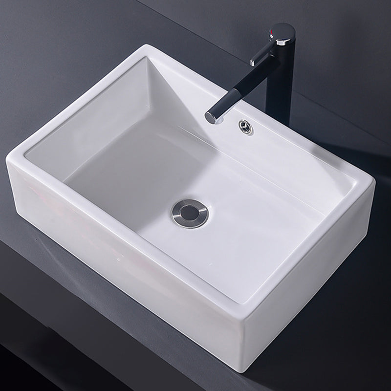 Modern Vessel Bathroom Sink Rectangular Porcelain Basin Sink (Not Include Faucet) 20.3"L x 14.2"W x 5.9"H Clearhalo 'Bathroom Remodel & Bathroom Fixtures' 'Bathroom Sinks & Faucet Components' 'Bathroom Sinks' 'bathroom_sink' 'Home Improvement' 'home_improvement' 'home_improvement_bathroom_sink' 6423505