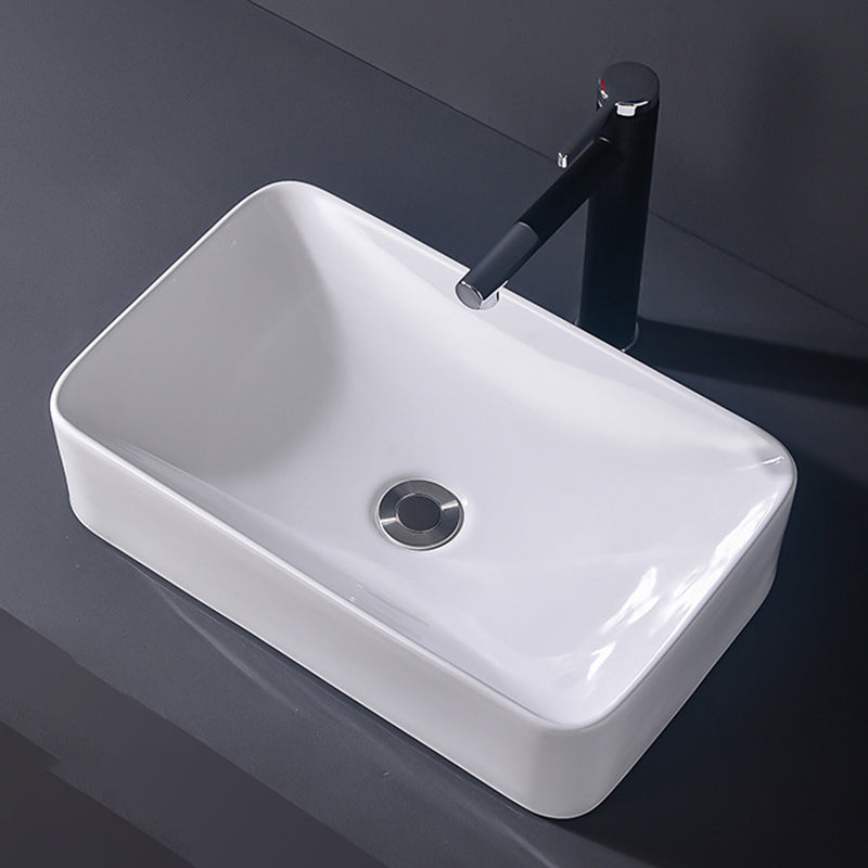 Modern Vessel Bathroom Sink Rectangular Porcelain Basin Sink (Not Include Faucet) 19.3"L x 11.4"W x 4.9"H Clearhalo 'Bathroom Remodel & Bathroom Fixtures' 'Bathroom Sinks & Faucet Components' 'Bathroom Sinks' 'bathroom_sink' 'Home Improvement' 'home_improvement' 'home_improvement_bathroom_sink' 6423506