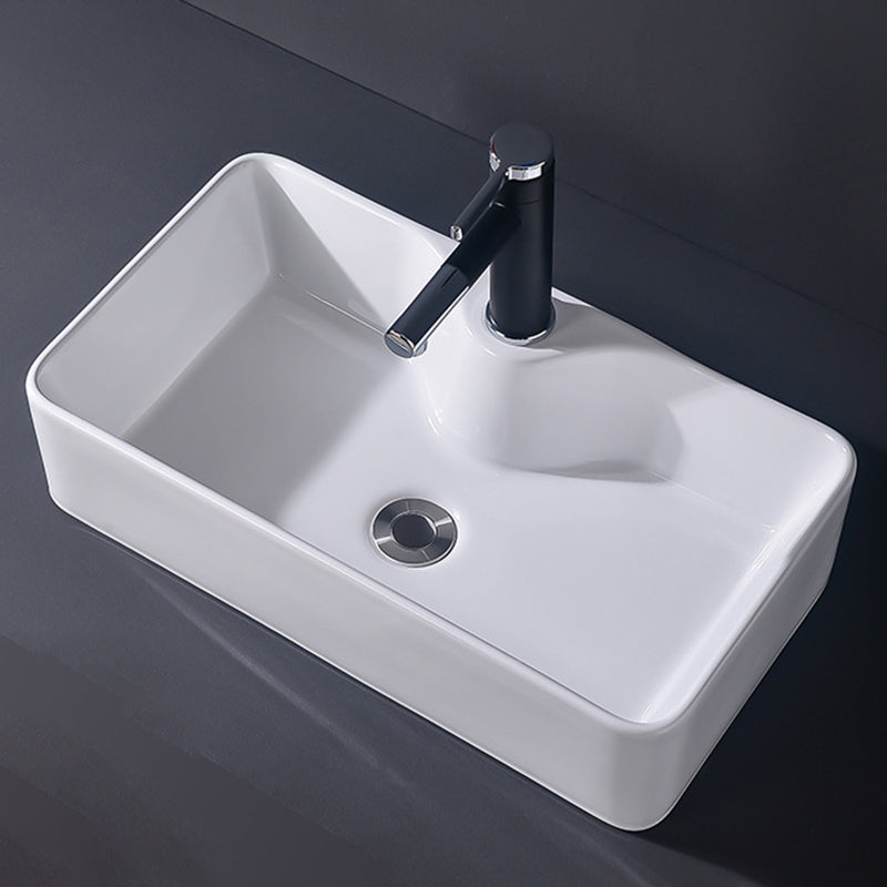 Modern Vessel Bathroom Sink Rectangular Porcelain Basin Sink (Not Include Faucet) 21.4"L x 11.6"W x 5.2"H Clearhalo 'Bathroom Remodel & Bathroom Fixtures' 'Bathroom Sinks & Faucet Components' 'Bathroom Sinks' 'bathroom_sink' 'Home Improvement' 'home_improvement' 'home_improvement_bathroom_sink' 6423508