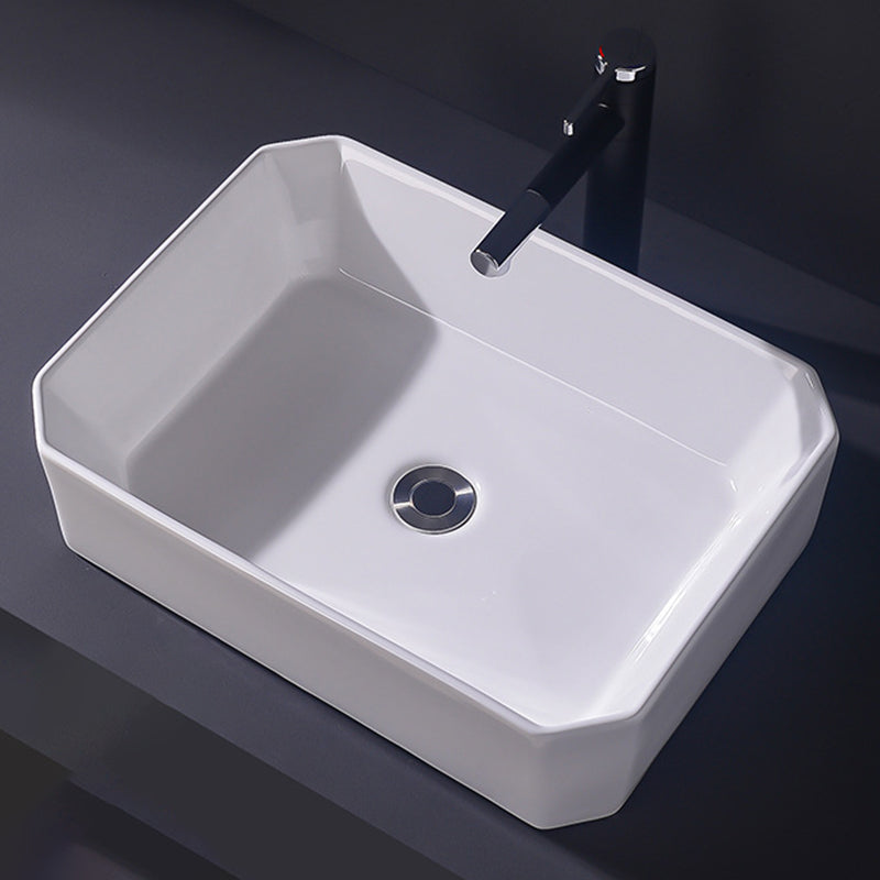 Modern Vessel Bathroom Sink Rectangular Porcelain Basin Sink (Not Include Faucet) 20.1"L x 14.8"W x 5.2"H Clearhalo 'Bathroom Remodel & Bathroom Fixtures' 'Bathroom Sinks & Faucet Components' 'Bathroom Sinks' 'bathroom_sink' 'Home Improvement' 'home_improvement' 'home_improvement_bathroom_sink' 6423510