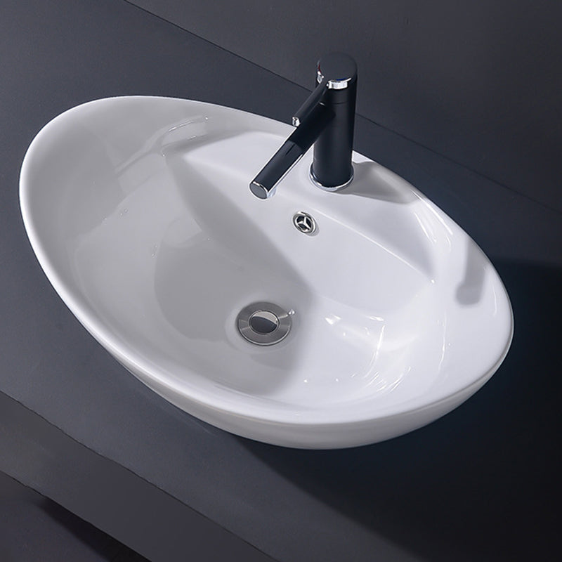 Modern Vessel Bathroom Sink Rectangular Porcelain Basin Sink (Not Include Faucet) 23.4"L x 15.4"W x 6.9"H Clearhalo 'Bathroom Remodel & Bathroom Fixtures' 'Bathroom Sinks & Faucet Components' 'Bathroom Sinks' 'bathroom_sink' 'Home Improvement' 'home_improvement' 'home_improvement_bathroom_sink' 6423511