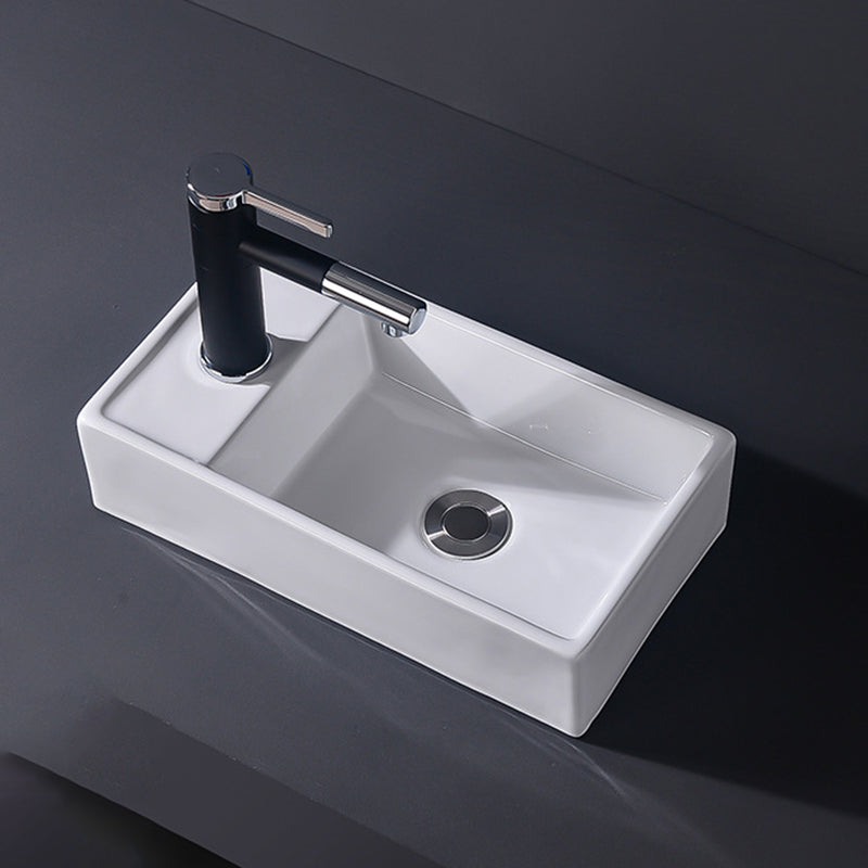 Modern Vessel Bathroom Sink Rectangular Porcelain Basin Sink (Not Include Faucet) 16.1"L x 8.7"W x 3.9"H Clearhalo 'Bathroom Remodel & Bathroom Fixtures' 'Bathroom Sinks & Faucet Components' 'Bathroom Sinks' 'bathroom_sink' 'Home Improvement' 'home_improvement' 'home_improvement_bathroom_sink' 6423514