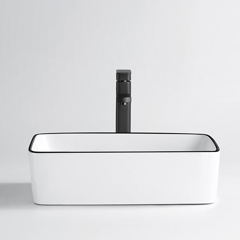 Modern Vessel Bathroom Sink Rectangular Porcelain Drain Assembly and Faucet Wash Stand Clearhalo 'Bathroom Remodel & Bathroom Fixtures' 'Bathroom Sinks & Faucet Components' 'Bathroom Sinks' 'bathroom_sink' 'Home Improvement' 'home_improvement' 'home_improvement_bathroom_sink' 6423539
