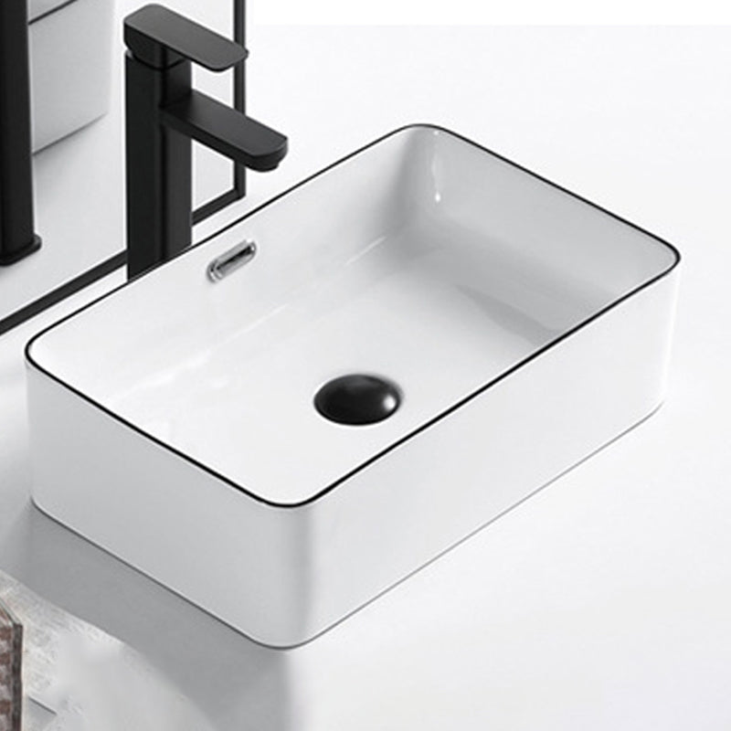 Modern Vessel Bathroom Sink Rectangular Porcelain Drain Assembly and Faucet Wash Stand Clearhalo 'Bathroom Remodel & Bathroom Fixtures' 'Bathroom Sinks & Faucet Components' 'Bathroom Sinks' 'bathroom_sink' 'Home Improvement' 'home_improvement' 'home_improvement_bathroom_sink' 6423551