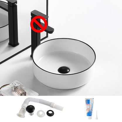 Modern Vessel Bathroom Sink Rectangular Porcelain Drain Assembly and Faucet Wash Stand 14"L x 14"W x 4.9"H Sink
