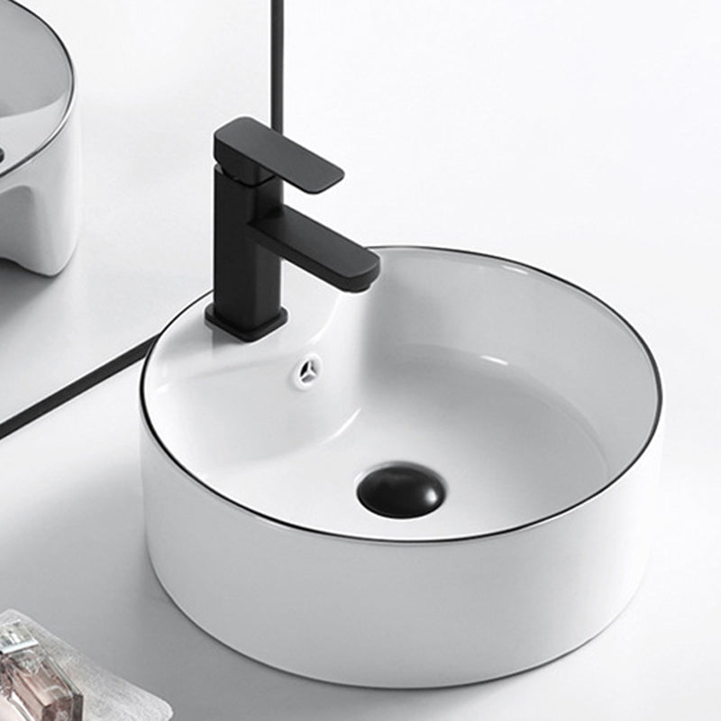 Modern Vessel Bathroom Sink Rectangular Porcelain Drain Assembly and Faucet Wash Stand Clearhalo 'Bathroom Remodel & Bathroom Fixtures' 'Bathroom Sinks & Faucet Components' 'Bathroom Sinks' 'bathroom_sink' 'Home Improvement' 'home_improvement' 'home_improvement_bathroom_sink' 6423557