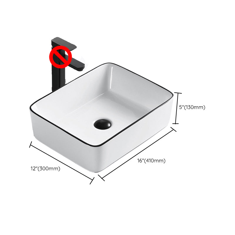 Modern Vessel Bathroom Sink Rectangular Porcelain Drain Assembly and Faucet Wash Stand Clearhalo 'Bathroom Remodel & Bathroom Fixtures' 'Bathroom Sinks & Faucet Components' 'Bathroom Sinks' 'bathroom_sink' 'Home Improvement' 'home_improvement' 'home_improvement_bathroom_sink' 6423576