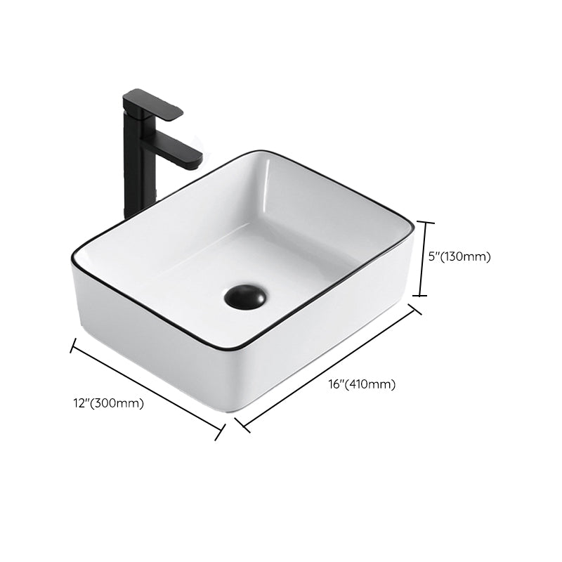 Modern Vessel Bathroom Sink Rectangular Porcelain Drain Assembly and Faucet Wash Stand Clearhalo 'Bathroom Remodel & Bathroom Fixtures' 'Bathroom Sinks & Faucet Components' 'Bathroom Sinks' 'bathroom_sink' 'Home Improvement' 'home_improvement' 'home_improvement_bathroom_sink' 6423587