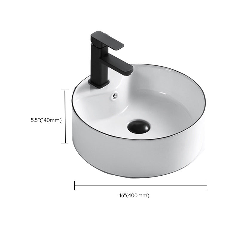 Modern Vessel Bathroom Sink Rectangular Porcelain Drain Assembly and Faucet Wash Stand Clearhalo 'Bathroom Remodel & Bathroom Fixtures' 'Bathroom Sinks & Faucet Components' 'Bathroom Sinks' 'bathroom_sink' 'Home Improvement' 'home_improvement' 'home_improvement_bathroom_sink' 6423589