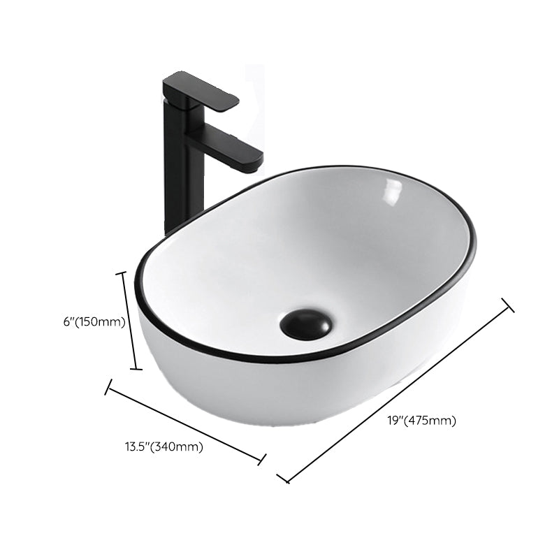 Modern Vessel Bathroom Sink Rectangular Porcelain Drain Assembly and Faucet Wash Stand Clearhalo 'Bathroom Remodel & Bathroom Fixtures' 'Bathroom Sinks & Faucet Components' 'Bathroom Sinks' 'bathroom_sink' 'Home Improvement' 'home_improvement' 'home_improvement_bathroom_sink' 6423590