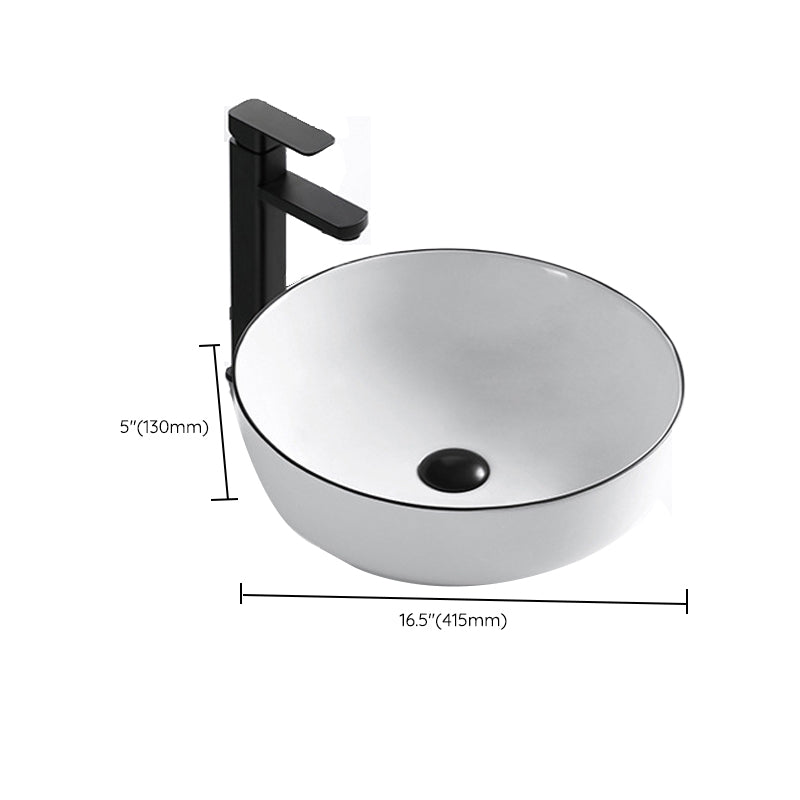 Modern Vessel Bathroom Sink Rectangular Porcelain Drain Assembly and Faucet Wash Stand Clearhalo 'Bathroom Remodel & Bathroom Fixtures' 'Bathroom Sinks & Faucet Components' 'Bathroom Sinks' 'bathroom_sink' 'Home Improvement' 'home_improvement' 'home_improvement_bathroom_sink' 6423591