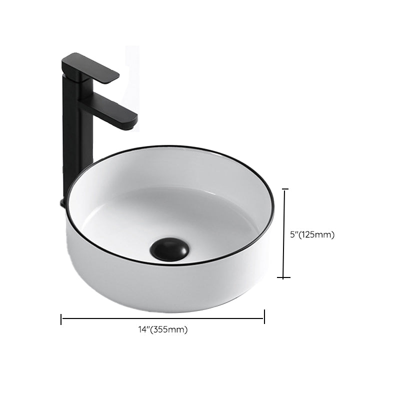 Modern Vessel Bathroom Sink Rectangular Porcelain Drain Assembly and Faucet Wash Stand Clearhalo 'Bathroom Remodel & Bathroom Fixtures' 'Bathroom Sinks & Faucet Components' 'Bathroom Sinks' 'bathroom_sink' 'Home Improvement' 'home_improvement' 'home_improvement_bathroom_sink' 6423594