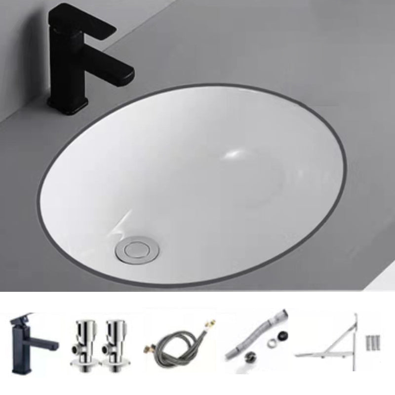 Modern Undermount Bathroom Sink Oval Shape Porcelain with Pop-Up Drain Basin Sink Sink with Faucet Clearhalo 'Bathroom Remodel & Bathroom Fixtures' 'Bathroom Sinks & Faucet Components' 'Bathroom Sinks' 'bathroom_sink' 'Home Improvement' 'home_improvement' 'home_improvement_bathroom_sink' 6423606