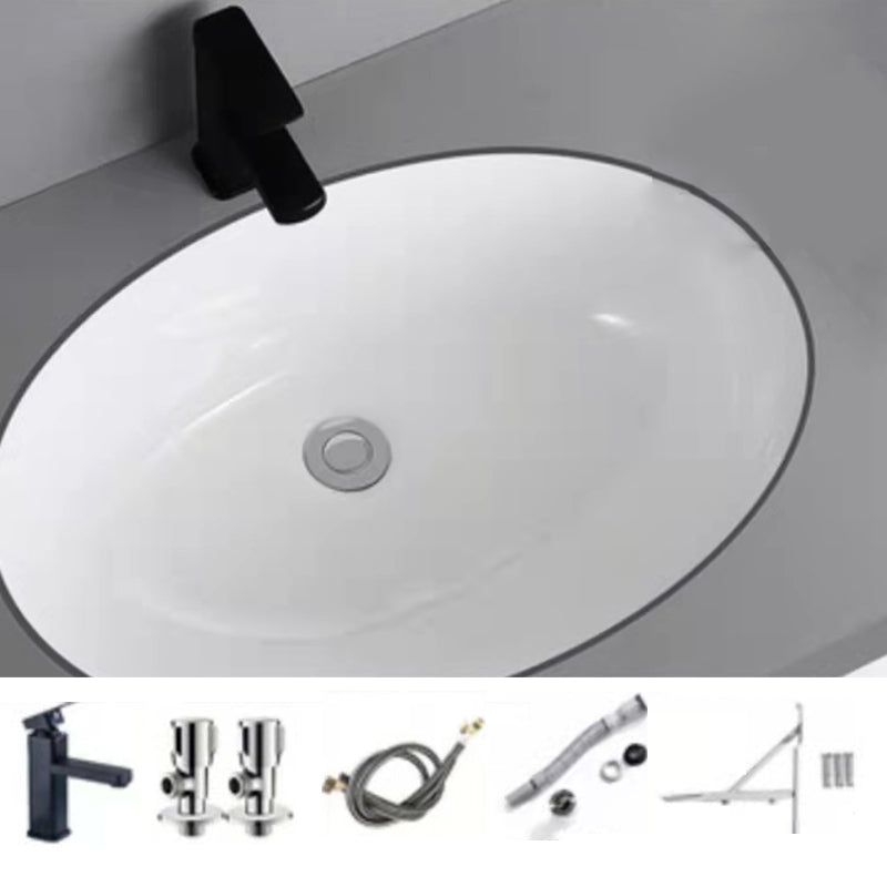 Modern Undermount Bathroom Sink Oval Shape Porcelain with Pop-Up Drain Basin Sink 24"L x 17"W x 8"H Sink with Faucet Clearhalo 'Bathroom Remodel & Bathroom Fixtures' 'Bathroom Sinks & Faucet Components' 'Bathroom Sinks' 'bathroom_sink' 'Home Improvement' 'home_improvement' 'home_improvement_bathroom_sink' 6423613