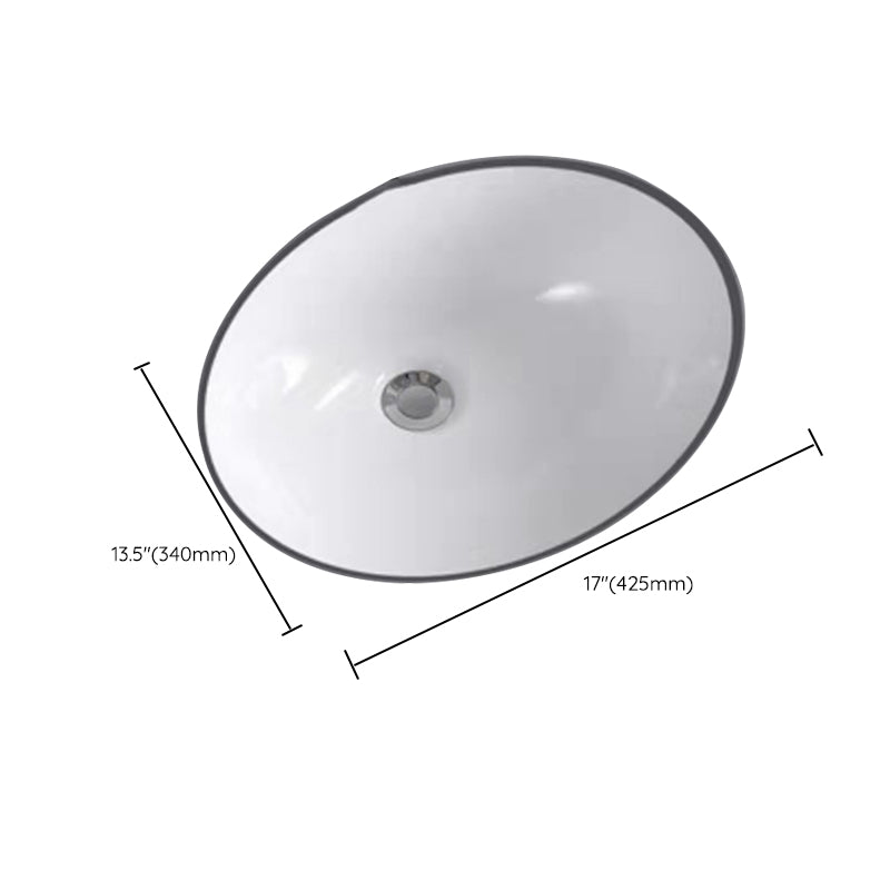 Modern Undermount Bathroom Sink Oval Shape Porcelain with Pop-Up Drain Basin Sink Clearhalo 'Bathroom Remodel & Bathroom Fixtures' 'Bathroom Sinks & Faucet Components' 'Bathroom Sinks' 'bathroom_sink' 'Home Improvement' 'home_improvement' 'home_improvement_bathroom_sink' 6423616