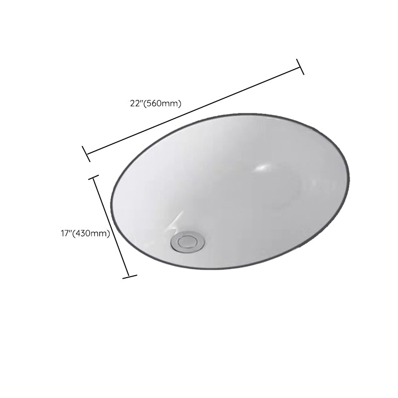 Modern Undermount Bathroom Sink Oval Shape Porcelain with Pop-Up Drain Basin Sink Clearhalo 'Bathroom Remodel & Bathroom Fixtures' 'Bathroom Sinks & Faucet Components' 'Bathroom Sinks' 'bathroom_sink' 'Home Improvement' 'home_improvement' 'home_improvement_bathroom_sink' 6423619