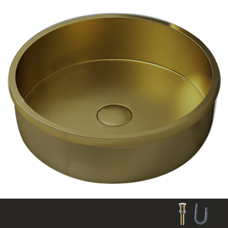 Modern No Craftsmanship Wash Stand Metal Round Bathroom Sink Bronze None Sink Clearhalo 'Bathroom Remodel & Bathroom Fixtures' 'Bathroom Sinks & Faucet Components' 'Bathroom Sinks' 'bathroom_sink' 'Home Improvement' 'home_improvement' 'home_improvement_bathroom_sink' 6423632