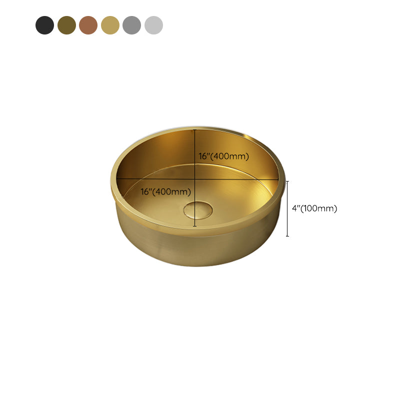 Modern No Craftsmanship Wash Stand Metal Round Bathroom Sink Clearhalo 'Bathroom Remodel & Bathroom Fixtures' 'Bathroom Sinks & Faucet Components' 'Bathroom Sinks' 'bathroom_sink' 'Home Improvement' 'home_improvement' 'home_improvement_bathroom_sink' 6423658