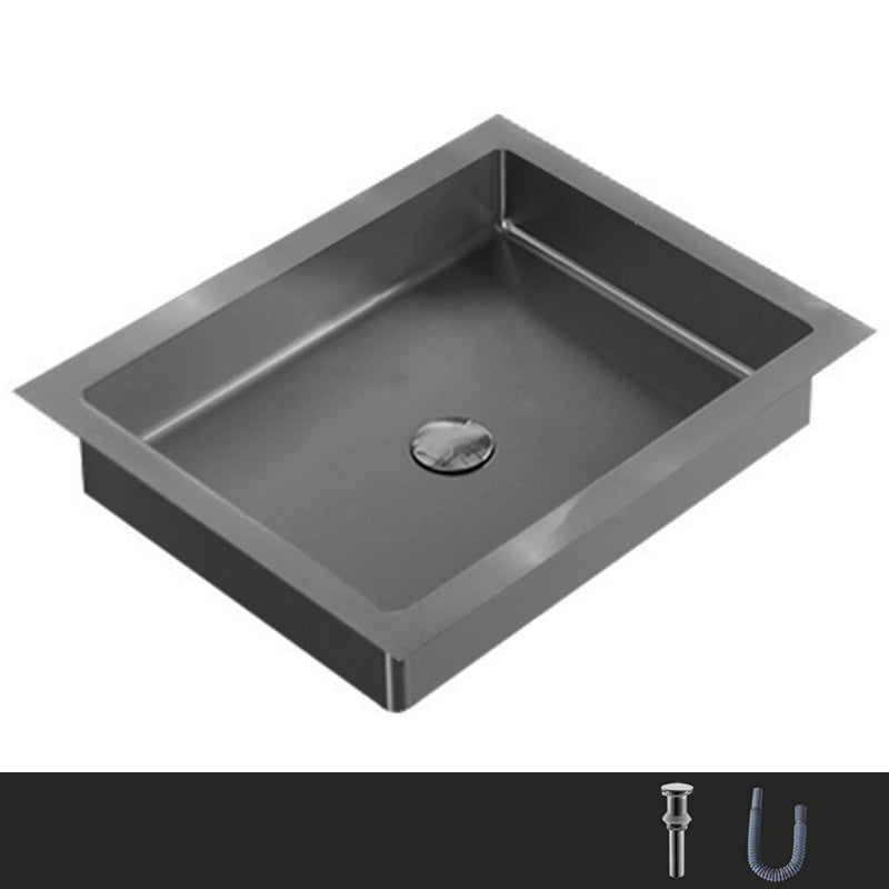 Metal Trough Bathroom Sink Modern Rectangular Trough Bathroom Sink Grey None Sink Clearhalo 'Bathroom Remodel & Bathroom Fixtures' 'Bathroom Sinks & Faucet Components' 'Bathroom Sinks' 'bathroom_sink' 'Home Improvement' 'home_improvement' 'home_improvement_bathroom_sink' 6423663